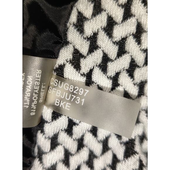 Chevron Cardigan Black & White Blazer Jacket CALVIN KLEIN Ruffle Women's SIZE 4 - Picture 11 of 11